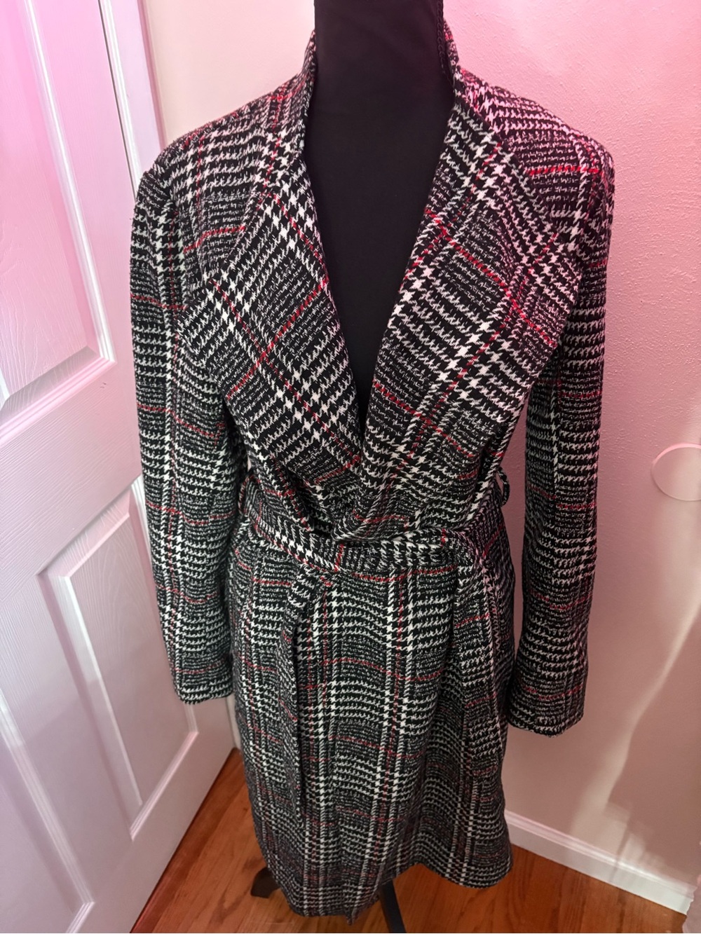 Fifteen Twenty Black & White Plaid Trench Coat